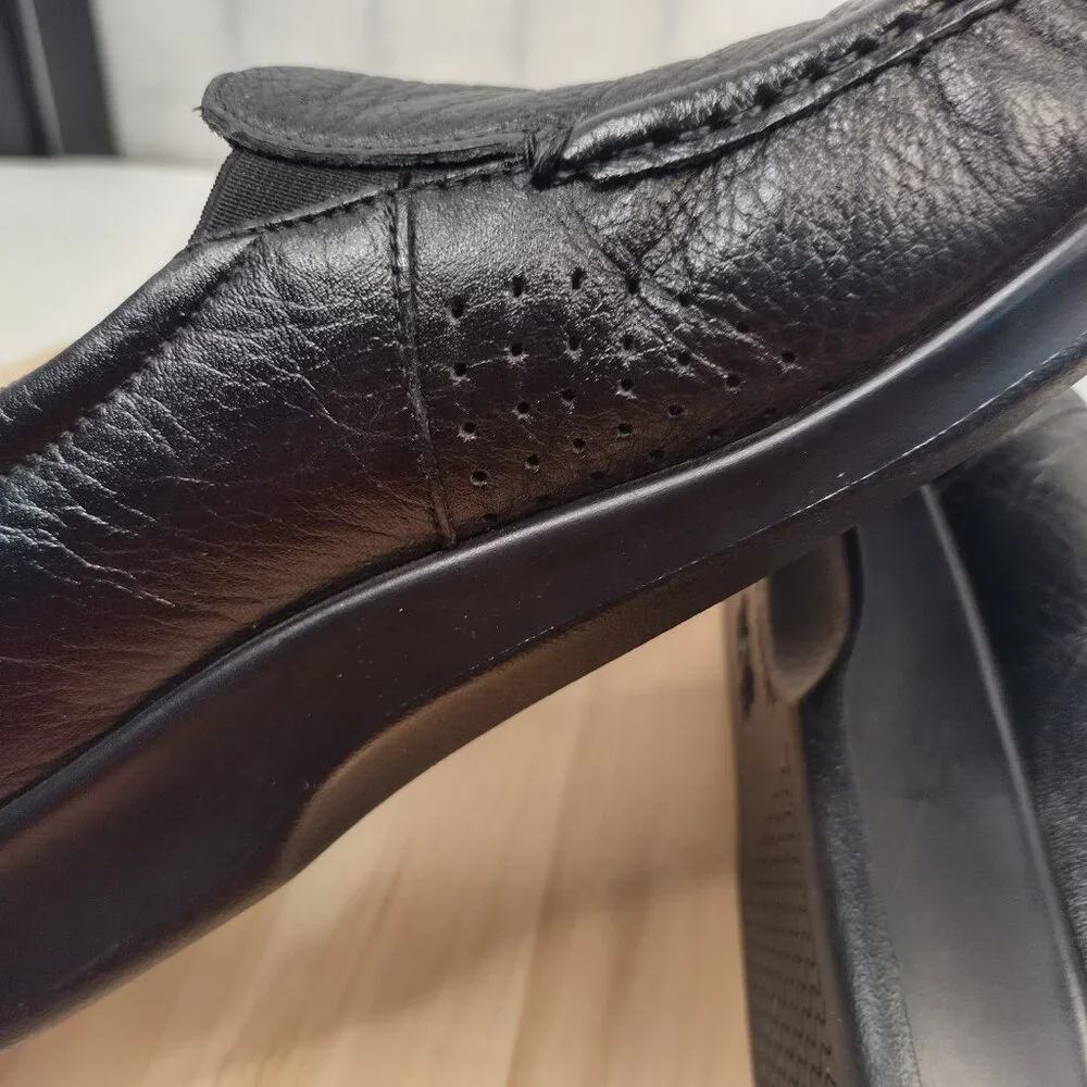 SAS Tripad Comfort Slip-on Black Leather Walking Loafers Shoes Women US 9N